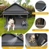 ORRD Large Outdoor Dog House with Asphalt Roof & Terrace, Solid Wood Weatherproof Kennel for Large Dogs up to 80 lbs, Includes Cleaning Mat & Bowl - 3 of 4