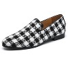 Santimon Mens Houndstooth Loafers Classic Wedding Prom Shoes Black & White - 2 of 4
