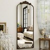 Vintage Arch Full-Length Mirror with Flower Decor, 21"×64" Alloy Frame , HD Reflection-Retro Artistic Design for Living Room & Bedroom - 4 of 4