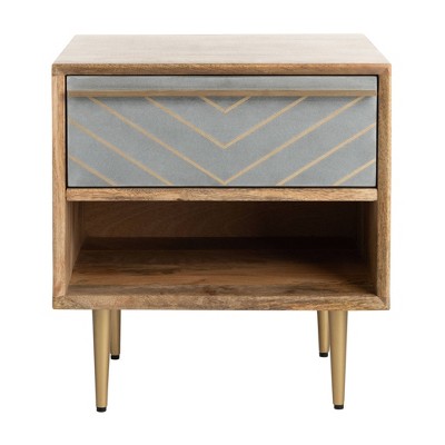 Leni Nightstand Natural/Brass - Safavieh
