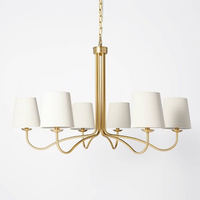 6-Arm Candelabra Chandelier Ceiling Light Brass Finish: Adjustable Height, UL Listed - Hearth & Hand™ with Magnolia