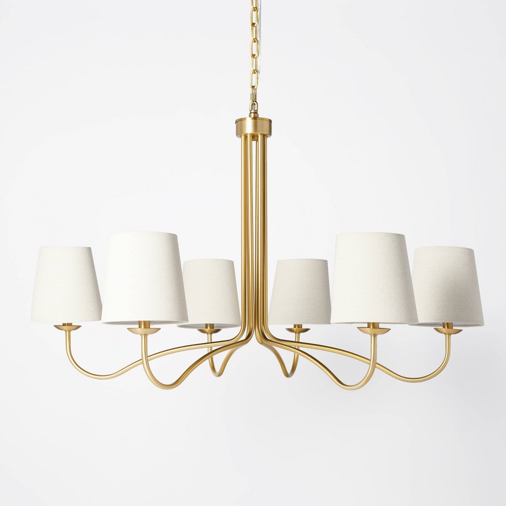 6-Arm Candelabra Chandelier Ceiling Light Brass Finish: Adjustable Height, UL Listed - Hearth & Hand™ with Magnolia