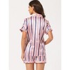 cheibear Women's Prints Button Down Shirt Shorts Satin Pajama Set 2 Pcs - 3 of 4