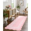 2'x6' Washable Scalloped Living Room Rugs, Plaid Floral Soft Non Slip Bedroom Carpet, Large Low Pile Dining Room Rugs, Pink - 4 of 4