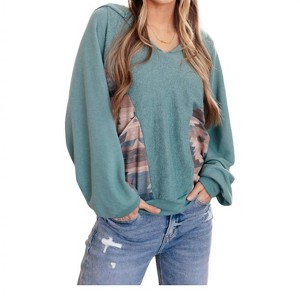 Women's Southwest Sunrise Patchwork Hoodie - BiBi - 1 of 3
