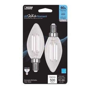 Feit Electric BA10 E12 (Candelabra) Filament LED Bulb Daylight 60 Watt Equivalence 2 pk - 1 of 1