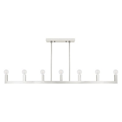 Brushed Nickel 7-Light Linear Chandelier with Tubular Arms