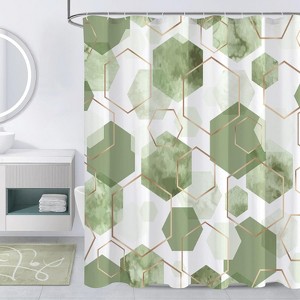 Sage Green Modern Shower Curtain for Bathroom, Geometric Art Decor Waterproof Bath Curtain 70.8x70.8 Inch - 1 of 1