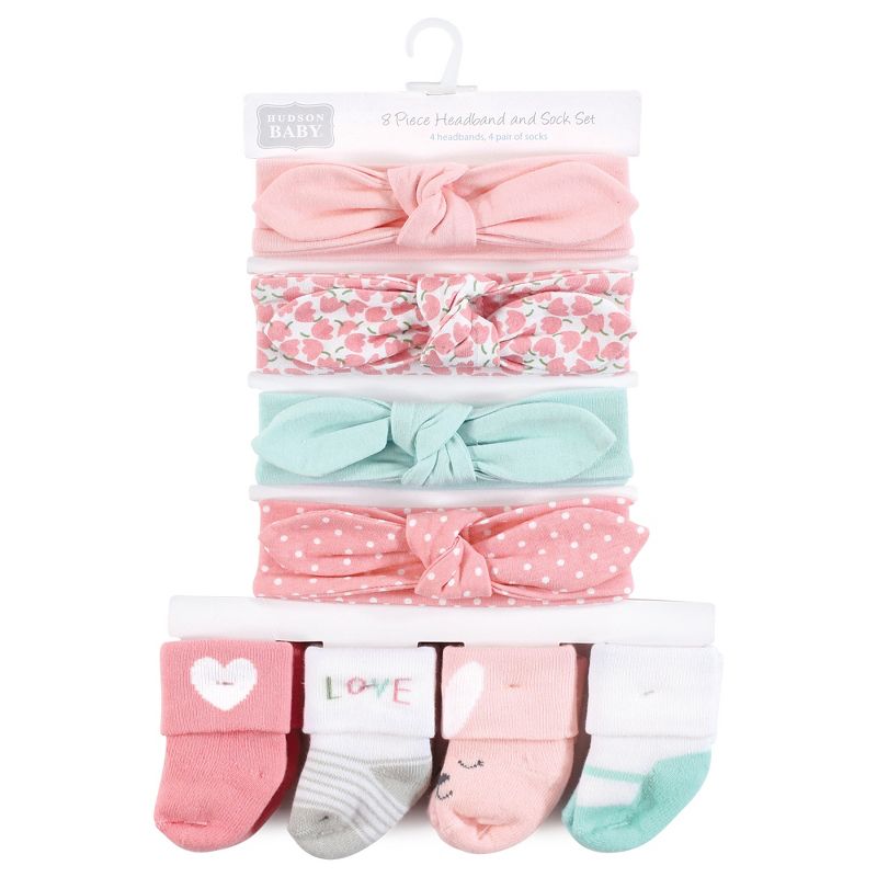 Hudson Baby Infant Girl Headband and Socks Set, Bunny, 0-9 Months, 2 of 7