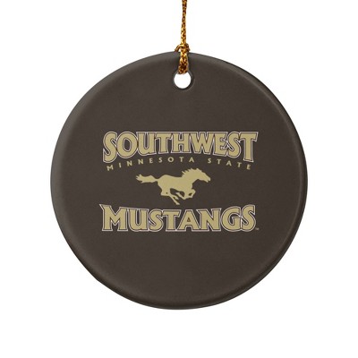Southwest Minnesota State University Mustangs Logo Porcelain Holiday Christmas Tree Ornament