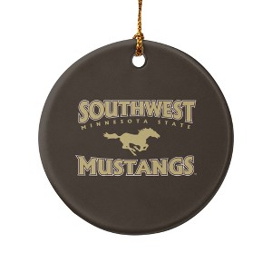 Southwest Minnesota State University Mustangs Logo Porcelain Holiday Christmas Tree Ornament - 1 of 4