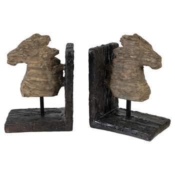 Set of 2 Rustic Horse Bookends