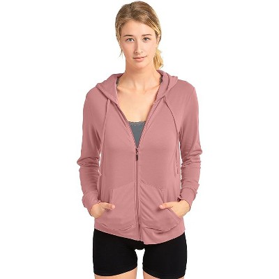 Sofra Women's Cotton Comfort Zip Up Hoodie Jersey Sweater