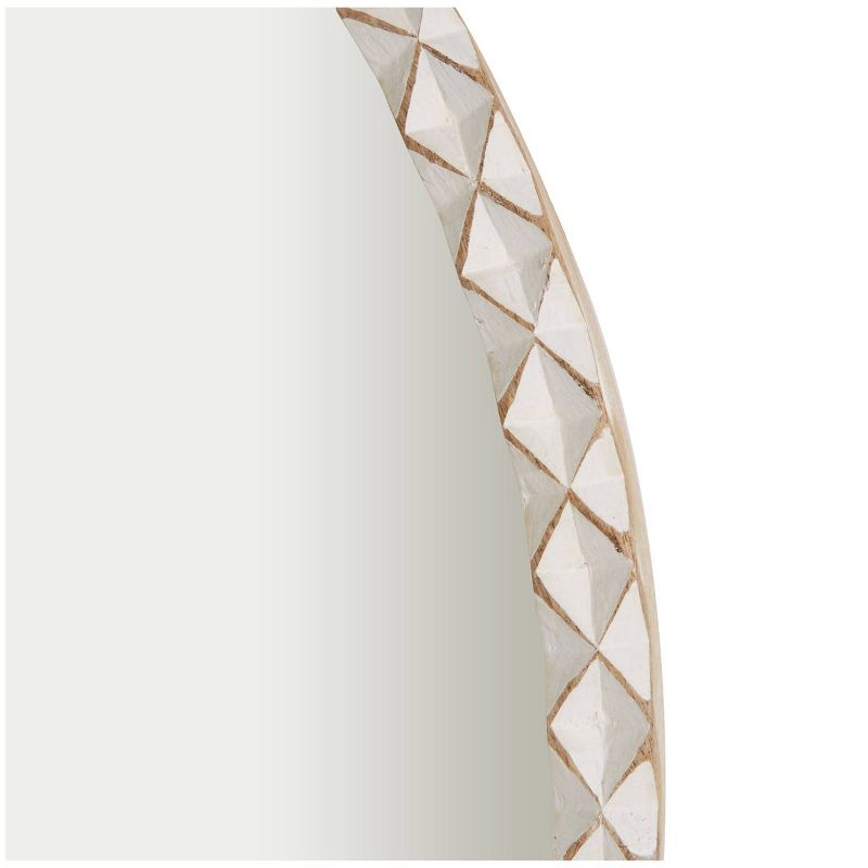 30&#34;x30&#34; Mango Wood Wall Mirror with Geometric Diamond Patterned Frame Cream - Olivia &#38; May, 3 of 13