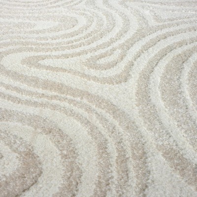 Cream Geometric Swirl 8' x 10' Synthetic Area Rug