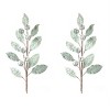 Leaf and Pod Spray Set – Set of 2, 29"H Glittered Sage Green Polyester Holiday Decor for Centerpieces and Tabletop – By Melrose - 3 of 3