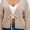 Knit & Lounge Women’s Tie Front Long Sleeve Knit Cardigan Cropped Relaxed Fit - 2 of 4