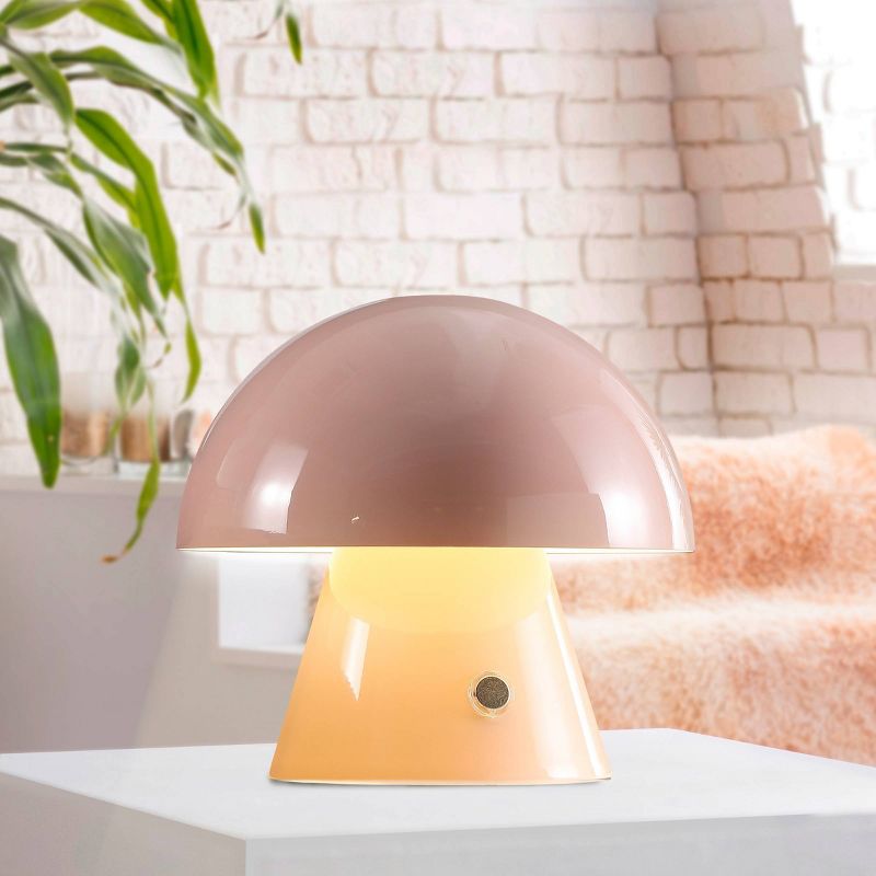 7" Porcini Contemporary Bohemian Rechargeable/Cordless Iron Integrated LED Mushroom Table Lamp - JONATHAN YFeb, 6 of 13
