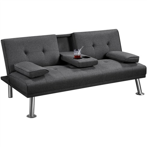 Yaheetech Convertible Futon Sofa Bed Tufted Fabric Futon And Pillows-dark Gray : Target