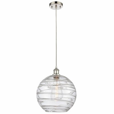 Athens Deco Swirl - 1 Light Cord Hung Mini Pendant In Industrial Style-15 Inches Tall and 12 Inches Wide