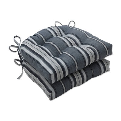 2pk Outdoor/Indoor Large Chair Pad Set Terrace Noir Gray - Pillow Perfect