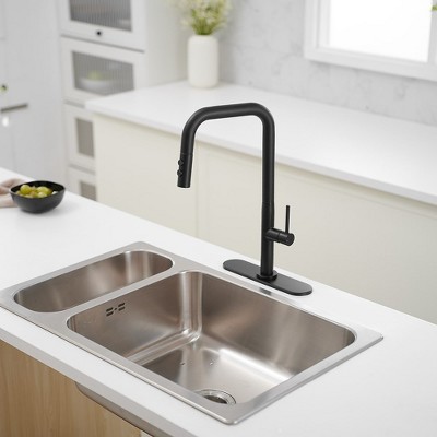 Matte Black Nickel Mid-Arc Pull-Out Spray Kitchen Faucet
