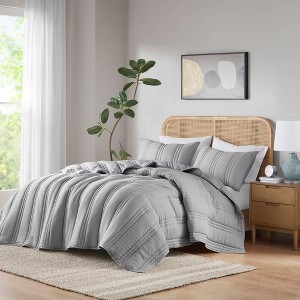 Sapphtopaz Comforter Sets Bedding Set Gauze Crinkle Texture Design Reversible Quilt Set 3 Piece 1 Quilt, 2 Pillow Shams - 1 of 4