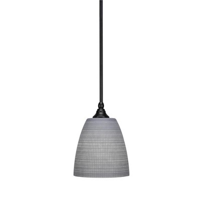 Toltec Lighting Stem 1 - Light Pendant in  Matte Black with 8" Gray Matrix Shade