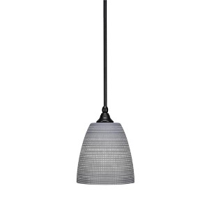 Toltec Lighting Stem 1 - Light Pendant in  Matte Black with 8" Gray Matrix Shade - 1 of 1