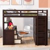 Okak Full Size Wood Bunk Bed with Built-in Wardrobe, Storage Drawers, Loft Bunk Bed with Desk for Teens, Easy Assemble, Espresso - 2 of 4
