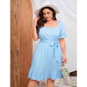 Women's Plus Size Square Neck Ruffle Midi Dress, Women's 2026 Summer Dress  : Target