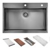36 Inch Gunmetal Black Drop in Workstation kithchen Sink,Gauge Topmount Drop in Single Bowl Stainless Steel Kitchen Sink with Accessories - 2 of 4
