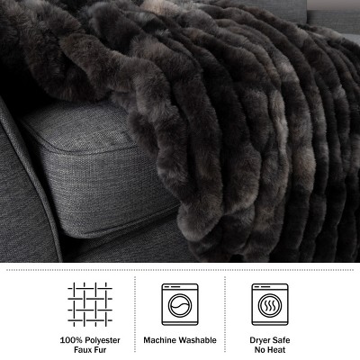Queen Black Faux Fur Machine Washable Blanket