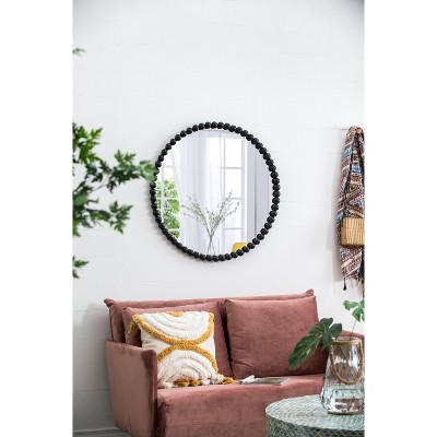 Vynxaria 32" Circle Mirror with Metal Beaded Frame - Stylish & Practical Home Decor