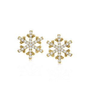 Ross-Simons 0.20 ct. t.w. Diamond Snowflake Earrings in 18kt Gold Over Sterling - 1 of 3