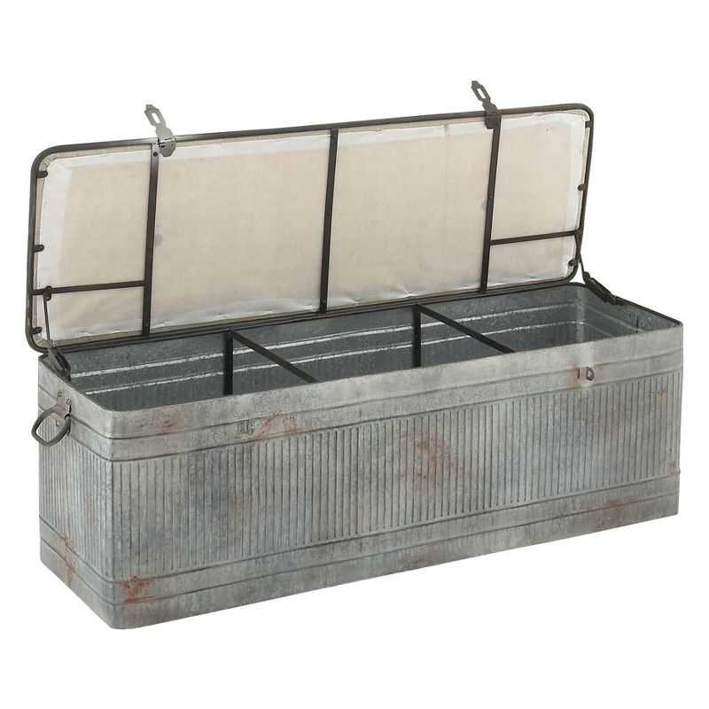 Farmhouse Upholstered Metal Storage Bench - Olivia & May, 4 of 22