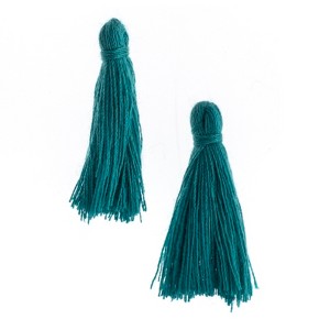 John Bead 1in Teal Cotton Tassels Ornament for DIY Crafts Party Decorations, 20pcs - 1 of 4