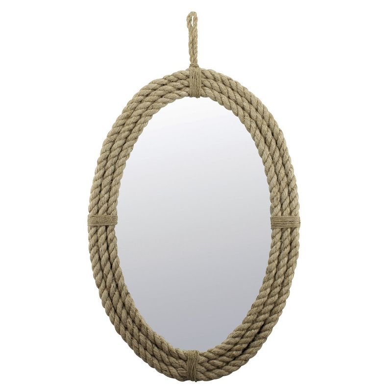 Decorative Rope Wall Mirror with Loop Hanger Tan - Stonebriar Collection, 1 of 6