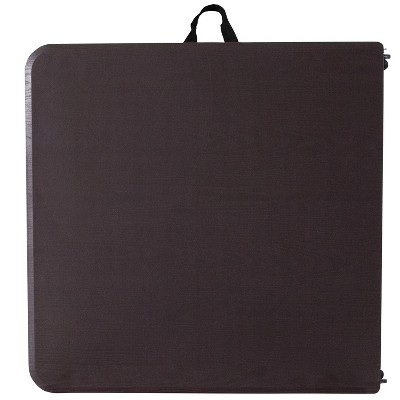 Adjustable Gray Metal and Brown Plastic Bi-Fold Portable Table