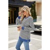 Women's Crew Neck Stripes T Shirt Long Sleeve Shirt Tops Casual Autumn Blouse - 2 of 4