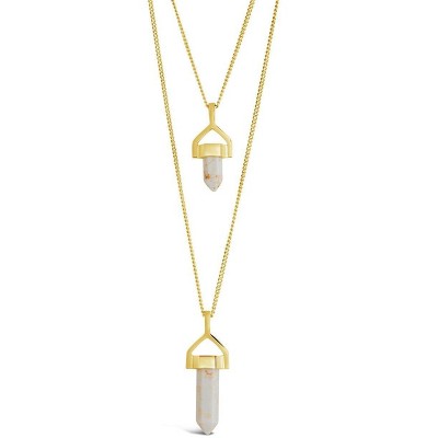 SHINE by Sterling Forever Gold Tone White Stone Layered Necklace