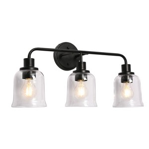 LNC Morrisave 22.8-in 3-Light Bell Modern/Contemporary Bathroom Vanity Lights ,Clear Glass Shade, Gold/Black - 1 of 4