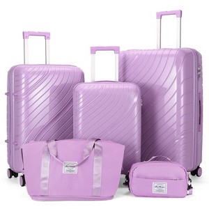 Karl Home Luggage Sets 5 Piece Hardside Hard Shell Travel Suitcases with TSA Lock Purple - 1 of 4