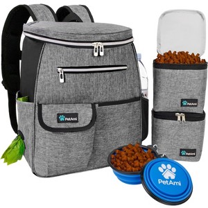 PetAmi Dog Travel Bag Backpack, Puppy Diaper Bag Supplies, Pet Camping Essentials Hiking Accessories, Food Container, Collapsible Bowls - 1 of 4