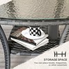 Okak Outdoor Rattan Side Tables w Storage Shelf, 2-Tier Patio End Table Coffee Table w Glass Top Outdoor&Indoor for Garden Balcony Yard Pool, Mix Gray - 2 of 4