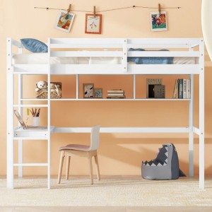 Double loft bed with desk and shelf Constructed for Durability - 1 of 4