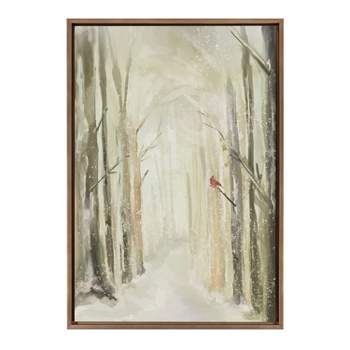 Kate & Laurel All Things Decor 23"x33" Sylvie Winter Landscape 2 Framed Canvas Wall Art by Annie Quigley Gold Nature Holiday Snow