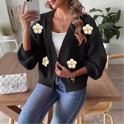 Women's Fall Winter Casual Long Sleeve Open Front Cable Knit Sweater Cardigans Hand Crocheted Outerwear Coats Shirt Top Jacket