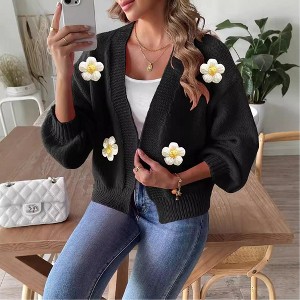 Women's Fall Winter Casual Long Sleeve Open Front Cable Knit Sweater Cardigans Hand Crocheted Outerwear Coats Shirt Top Jacket - 1 of 4