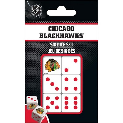 MasterPieces Officially Licensed NHL Chicago Blackhawks - 6 Piece D6 Gaming Dice Set Ages 6 and Up